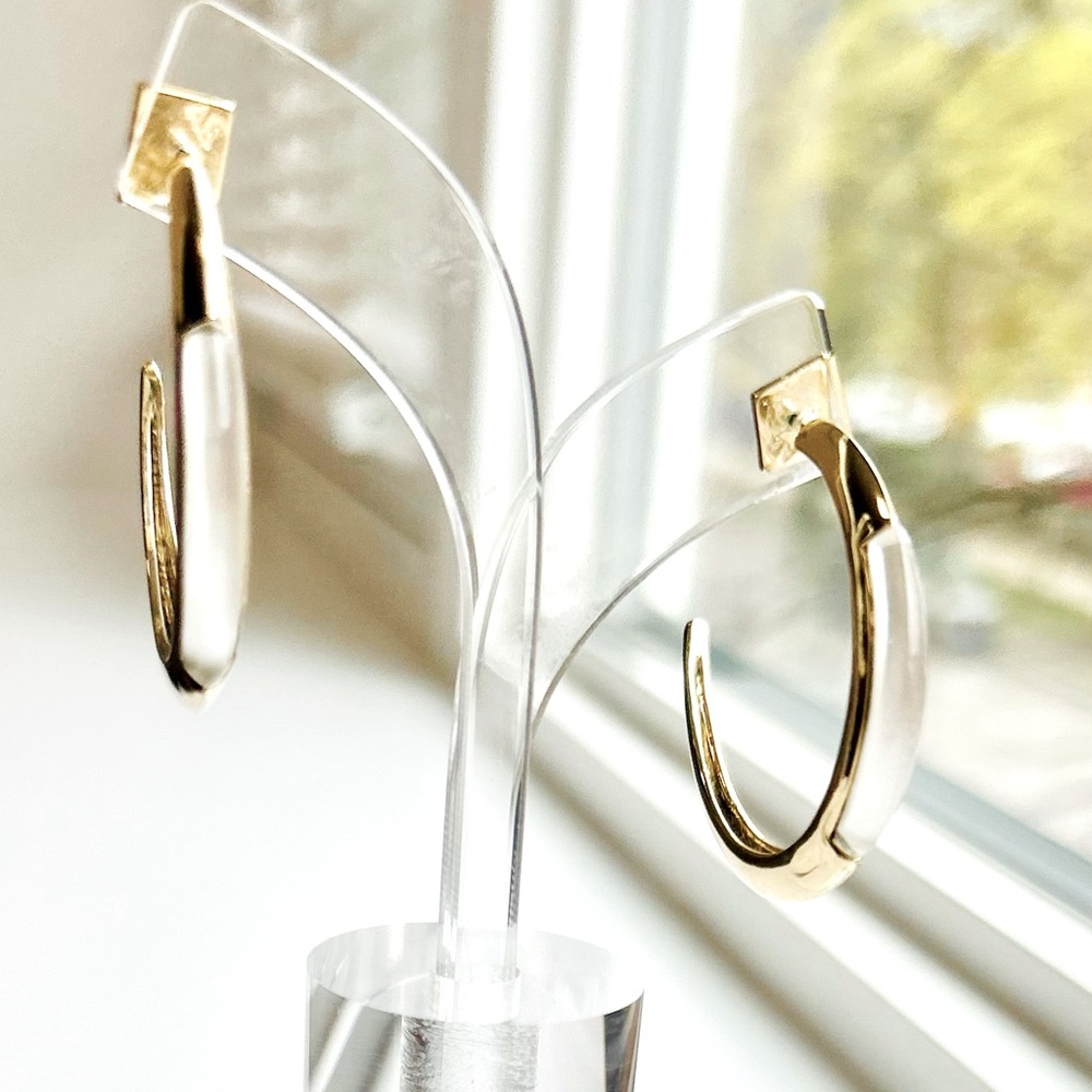 Sleek Timeless Alexis Bittar Lucite and Gold Hoops